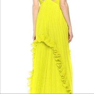Highlighter yellow-lime Flowy halter burnout gown